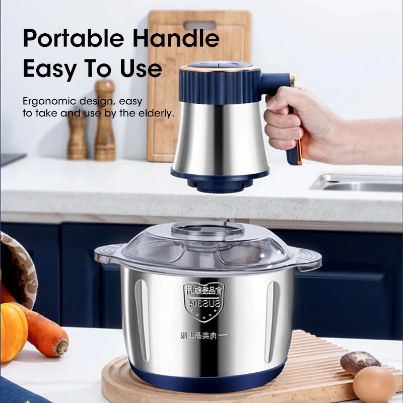 5L Electric Meat Grinders Food Crusher Stainless Steel Multifunctional Vegetable Slicer Processor Chopper Kitchen Appliances - Image 5