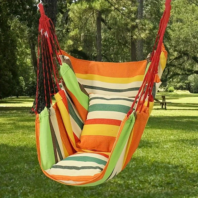 Portable Outdoor Camping Hammock Chair , Sturdy Cotton Fabric Swing Chair for Home, Bedroom,Durable Hanging Swing Seat - Image 4
