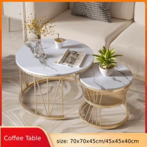 Anajqaqia Round Coffee Table Set 70x70x45cm 45x45x40cm