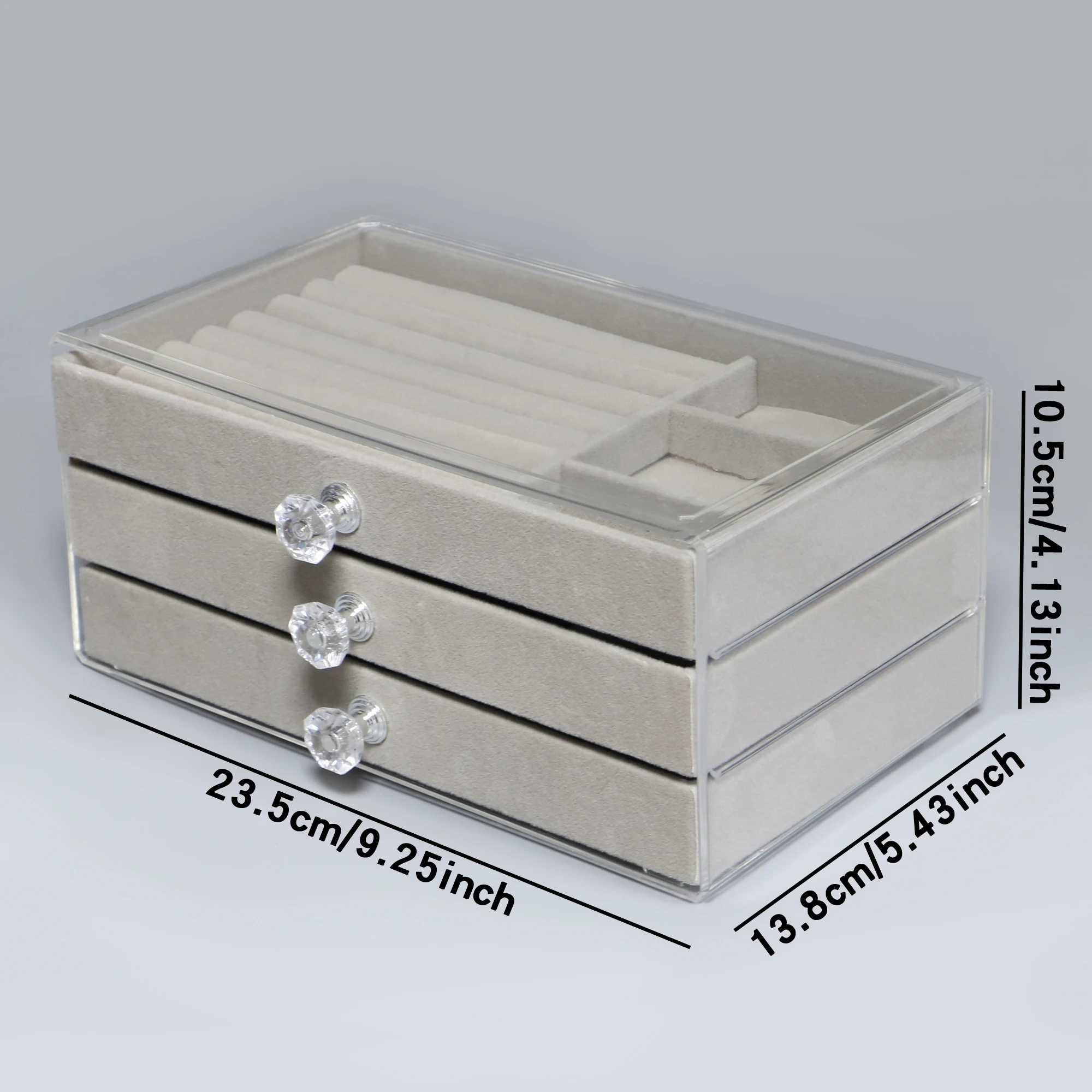 1 High-Capacity 3-Layer Flannel Jewelry Box Drawer – Storage for Earrings, Necklaces & Rings - Image 7