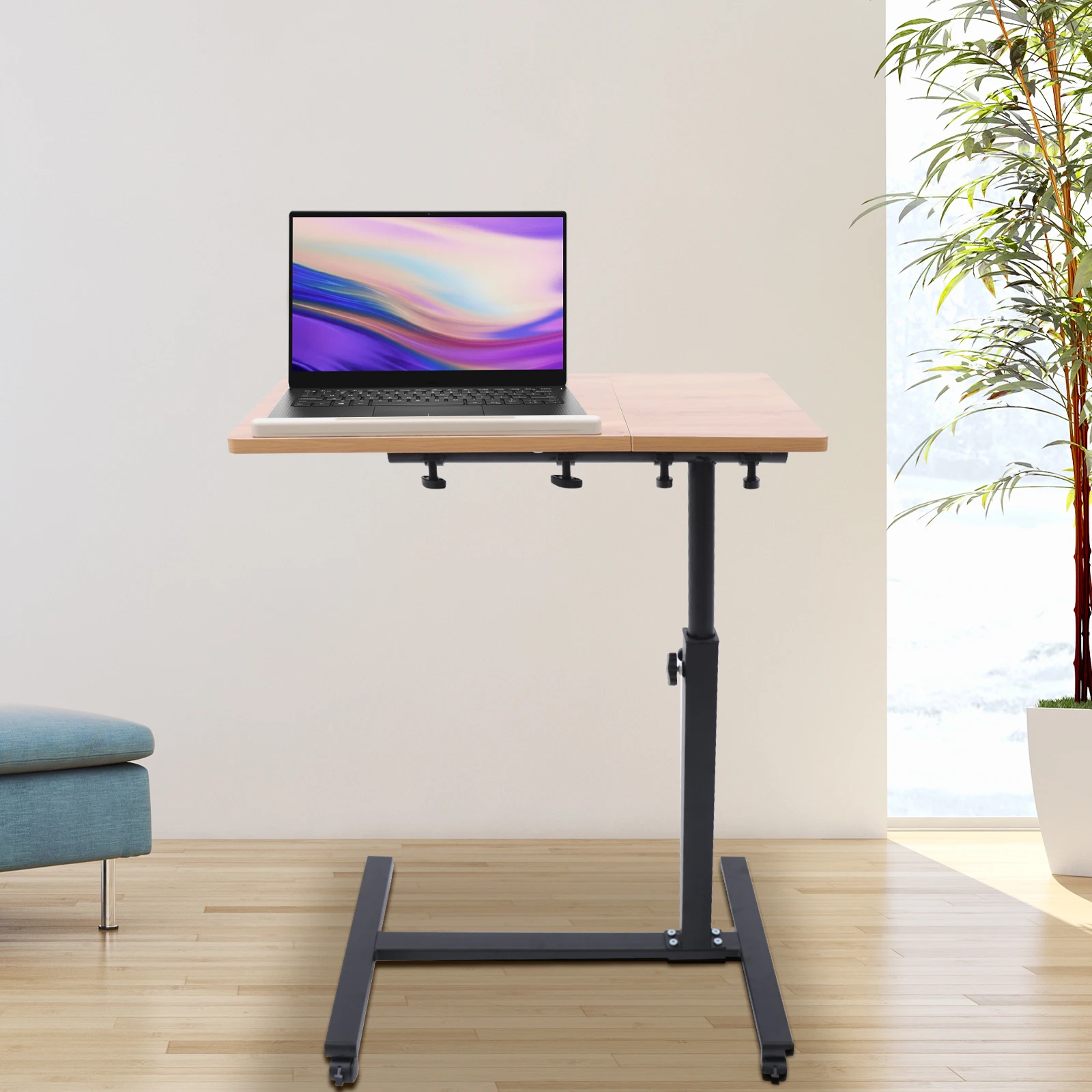 Adjustable Height Laptop Desk Rolling Cart Table Stand Movable Computer Table Sofa Side Tables - Image 3
