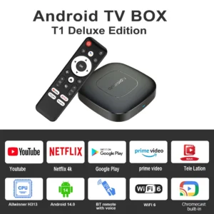 Global Version Mortal T1 Smart Streaming Media Player TV Box AllwinnerH313 Android13 2.4G&5G Wifi 4K  Bluetooth Google Assistant