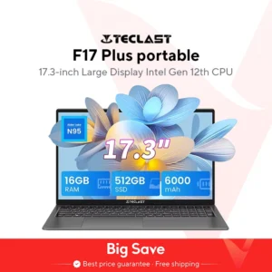 Teclast F17Plus 17.3 inch Laptop Intel N95 16GB RAM 512GB SSD Windows 11 Notebook 180° Flip Computer Backlit Keyboard mini-HDMI