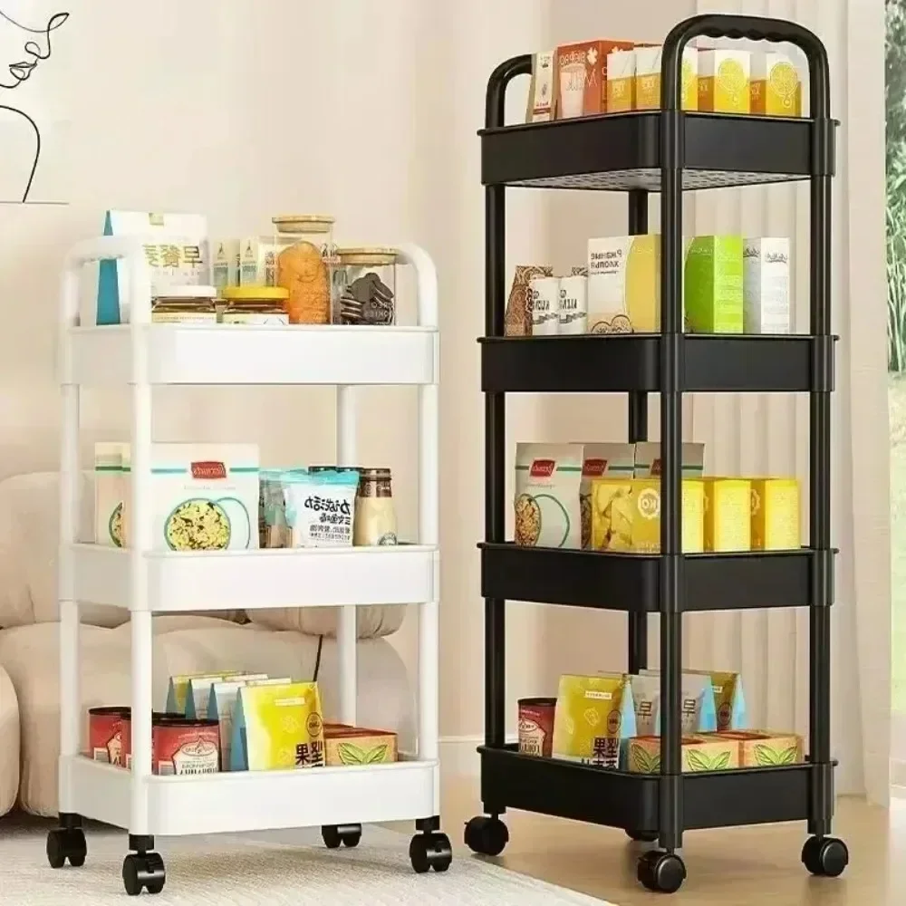Bookshelf Storage Trolley Multi-Layer Shelves Household Snacks Storage Rack Mobile Kitchen Organizer Cart With Wheels - Image 3