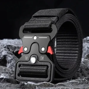 Men's Outdoor Multi-Function Belt Premium Canvas/Nylon Hybrid Waistband for Hiking Travel Unisex Tactical Belt Durable Buckle