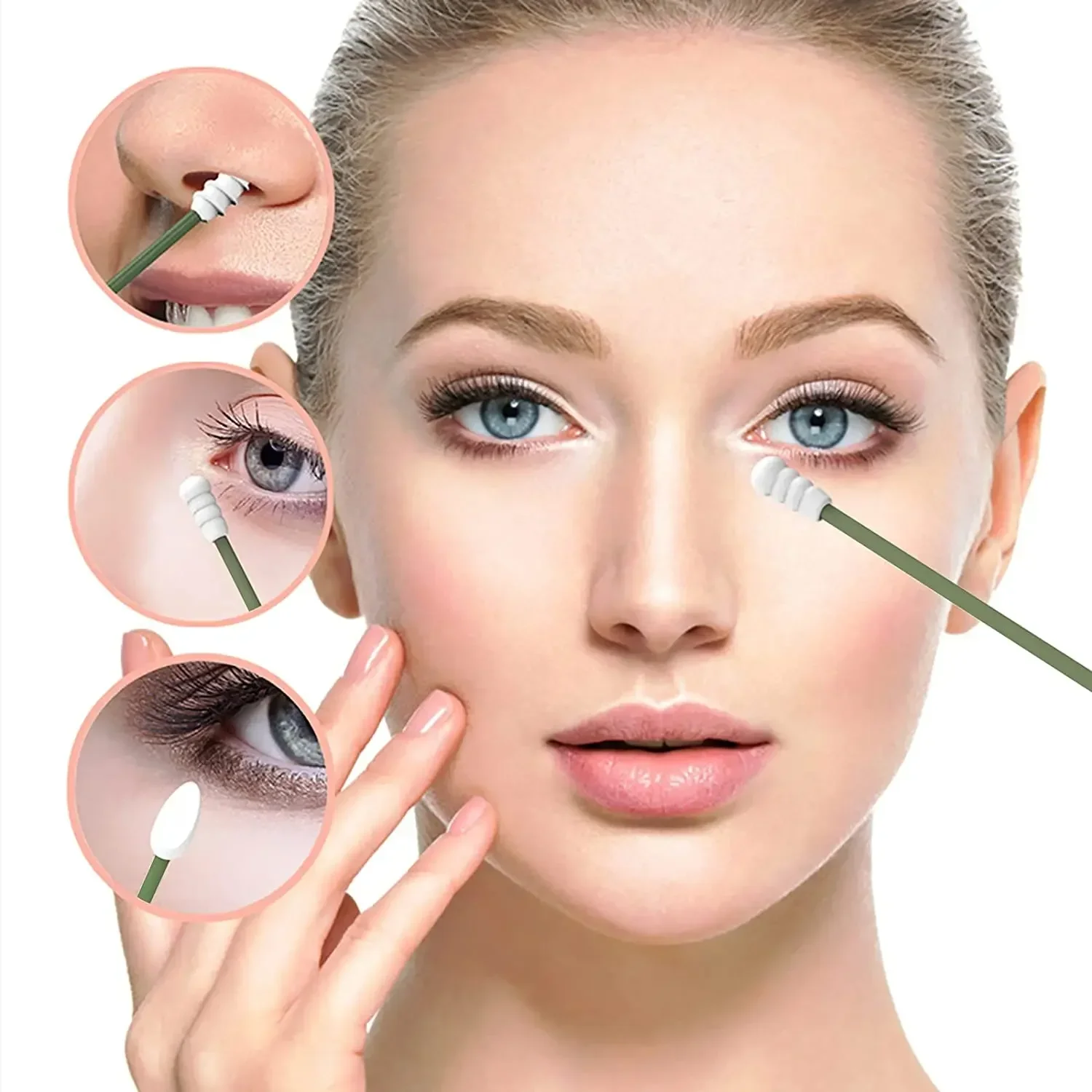 2Pcs Silicone Reusable Cotton Swab Earpick Kit With Box Portable Double Headed Soft Makeup Swab Ear Cleaning Set - Image 2