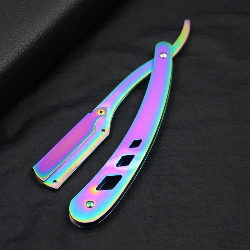 Shaving Barber Razor and Blades Men Tools Hair Antique Black Folding Shaving Knife Unisex Hair Removal (Without Blade) - Image 14