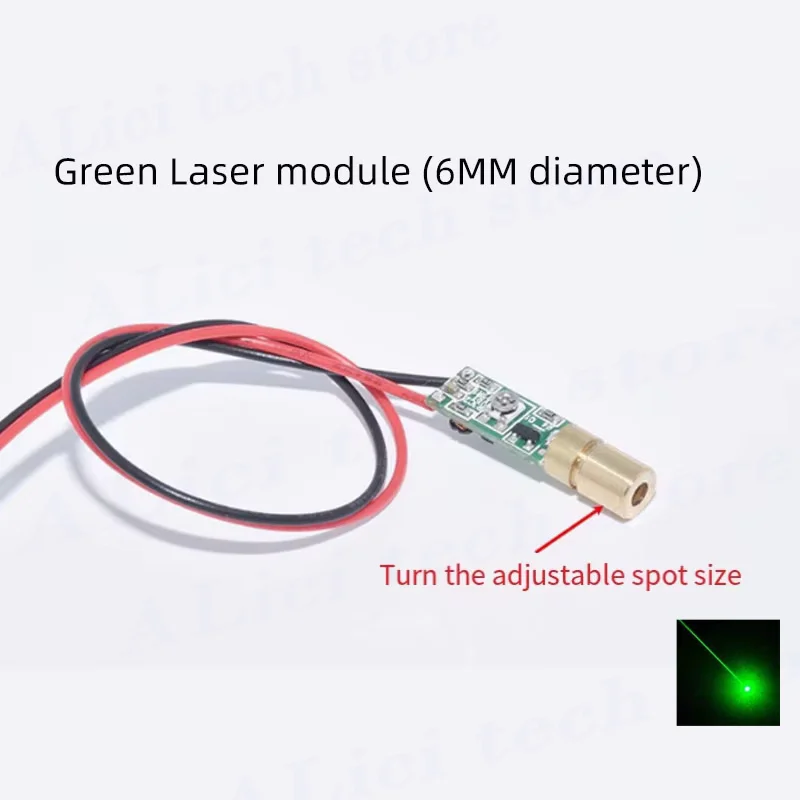 Green point laser head 10mW laser module 12MM/8MM/6MM diameter laser tube Green laser beam - Image 3