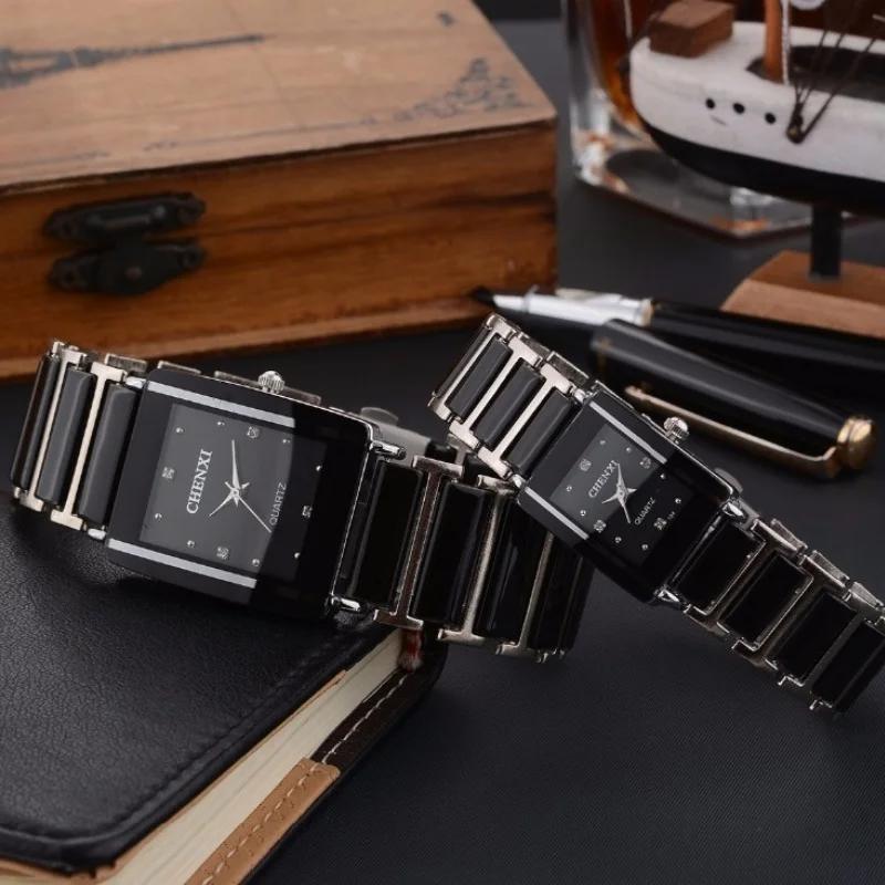 CHENXI 104A Brand Men Quartz Watch Elegant Square Dial reloj Ceramic Strap Waterproof Simple montre Lady Fashion Couple Watches - Image 3