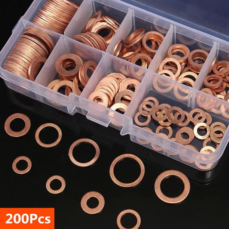 Copper Washer Gasket Nut and Bolt Set Flat Ring Seal Assortment Kit with Box //M8/M10/M12/M14 for Sump Plugs - Image 4