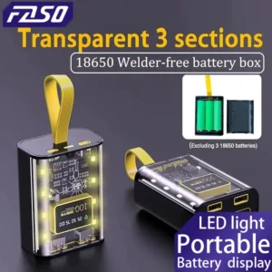 FASO 3*18650 Power Bank Cases Battery Storage Night Light Dual USB Charge DIY Shell for iPhone Xiaomi 18650 Battery Storage Box