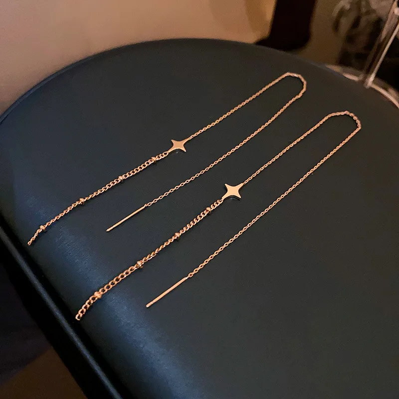 Simple Geometric Square Drop Earring For Women Korean Fashion Gold-color Line Long Tassel Dangle Earrings Party Jewelry Gift - Image 11