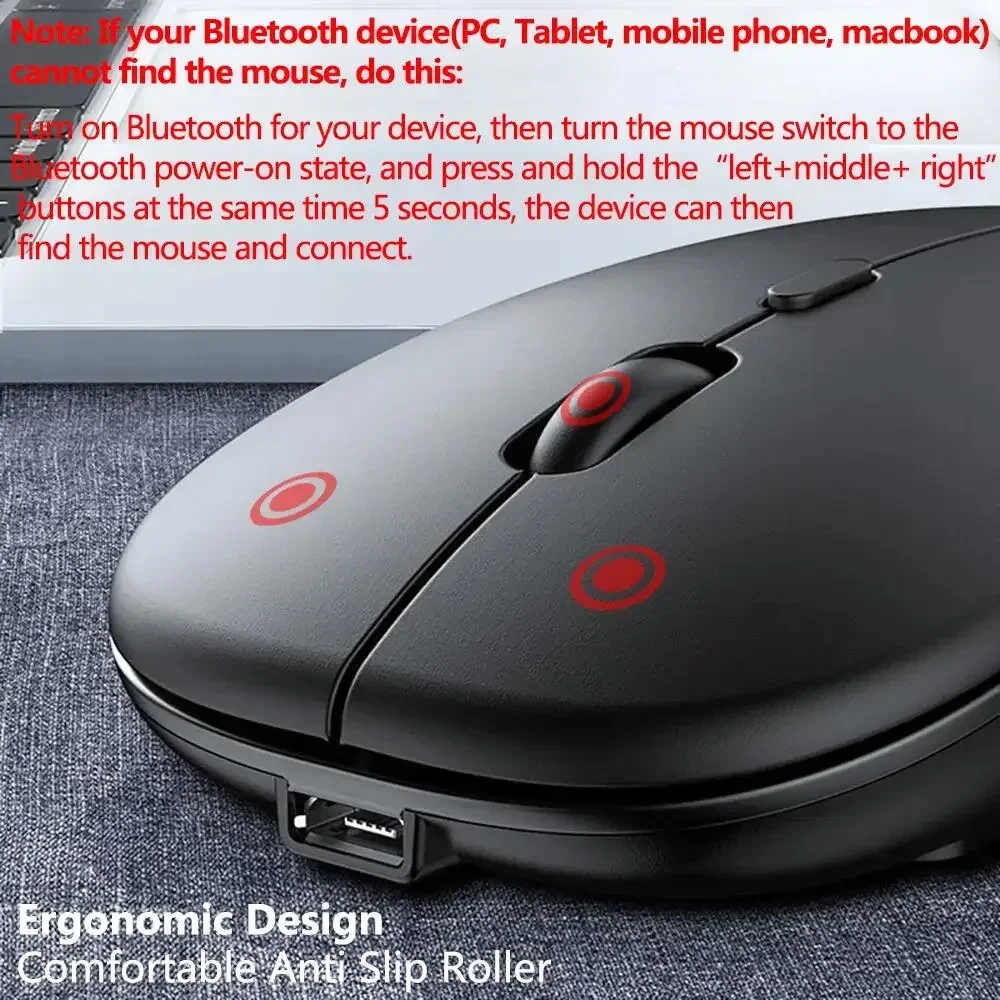 2025New Bluetooth Wireless Mouse USB Optical Rechargeable Mouse for Computer Laptop PC Macbook Gaming Mouse Gamer 2.4GHz 1600DPI - Image 5