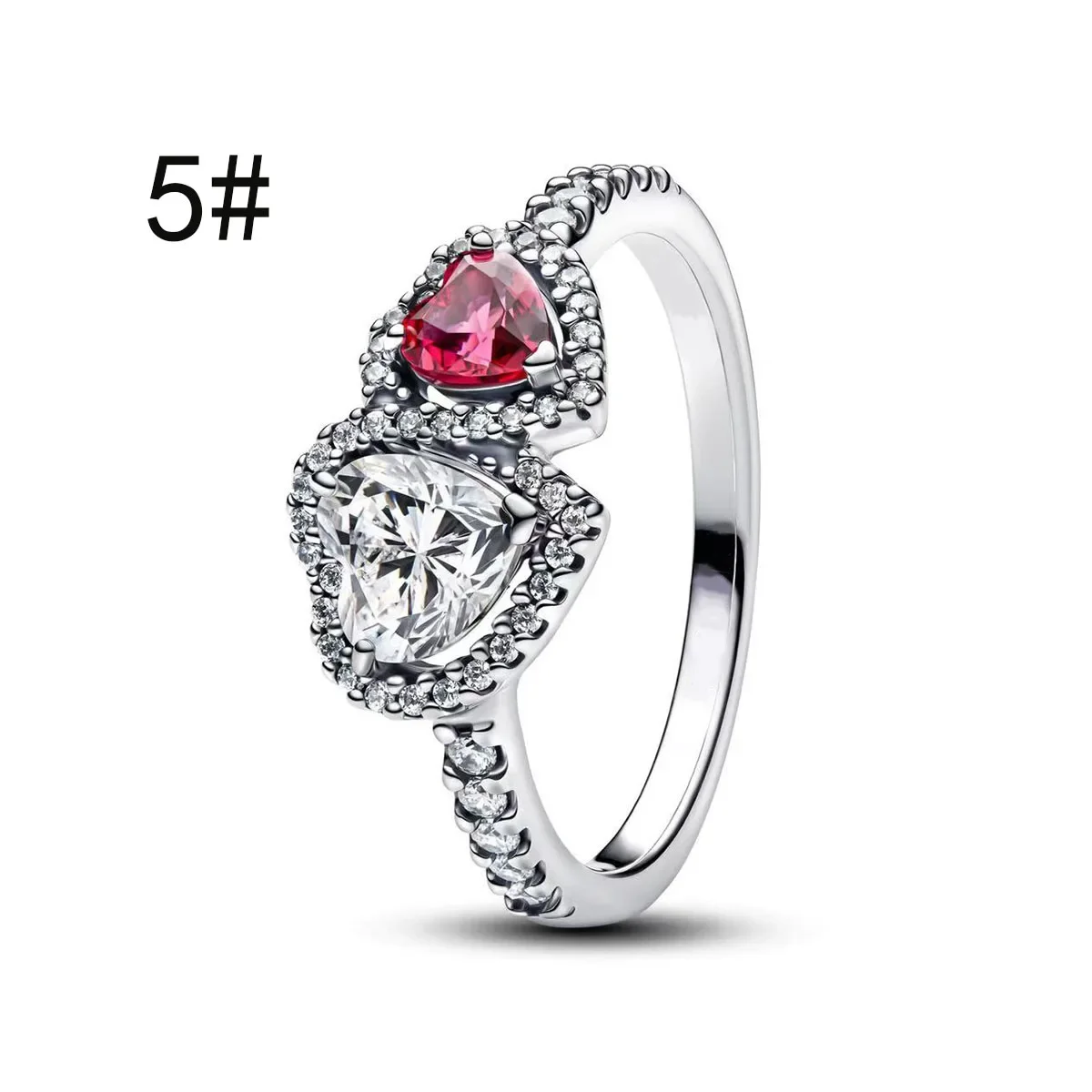 Pink Bow Set Original 925 Sterling Silver Colorful Zircon Ring Earrings Bracelet Necklace Original DIY Women's Jewelry Gift - Image 7