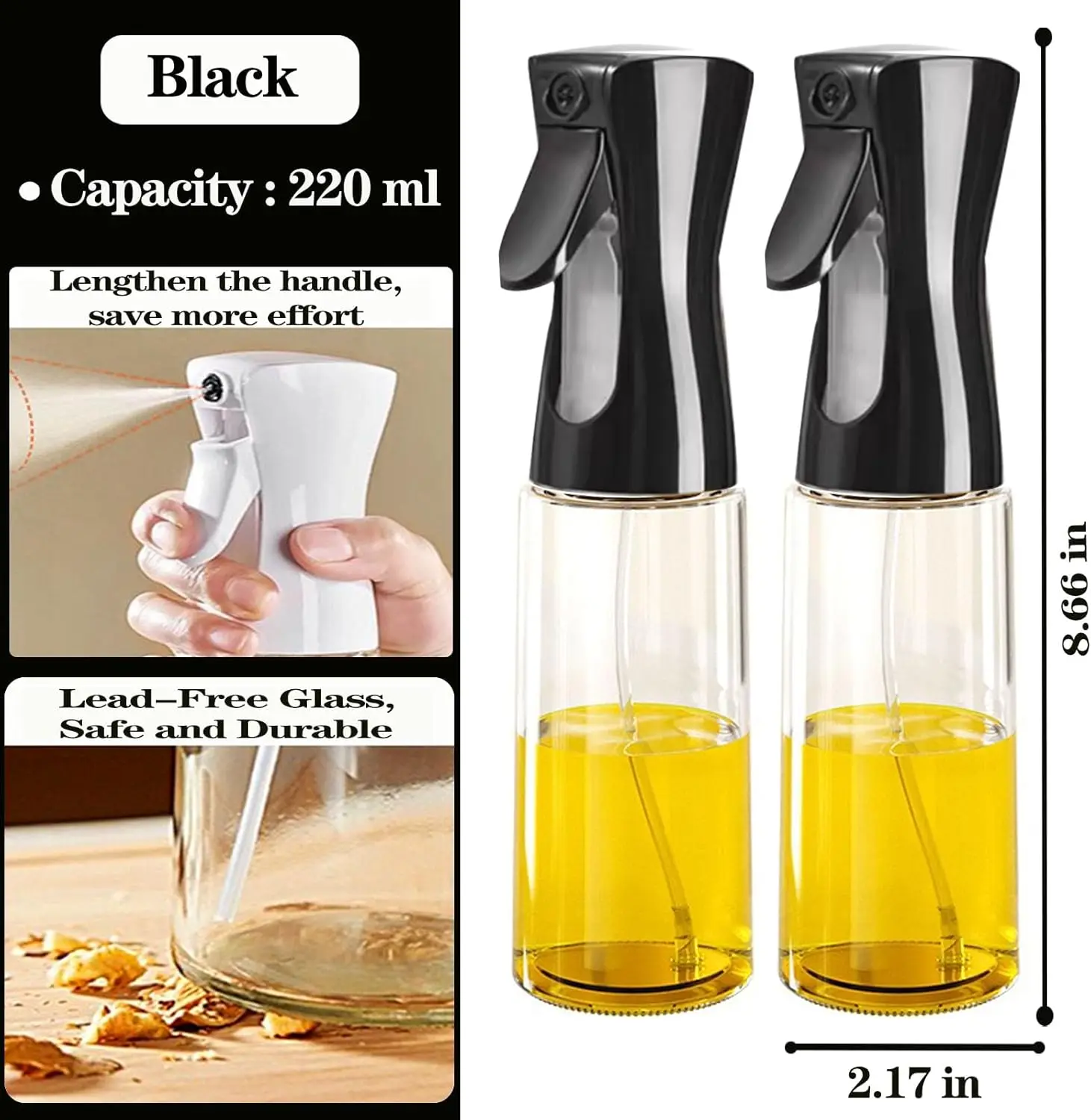 Olive Oil Mister Spray Bottle for Cooking - Cooking Oil Spray Bottle Air Fryer Accessories - Refillable Glass Dispenser - Image 7