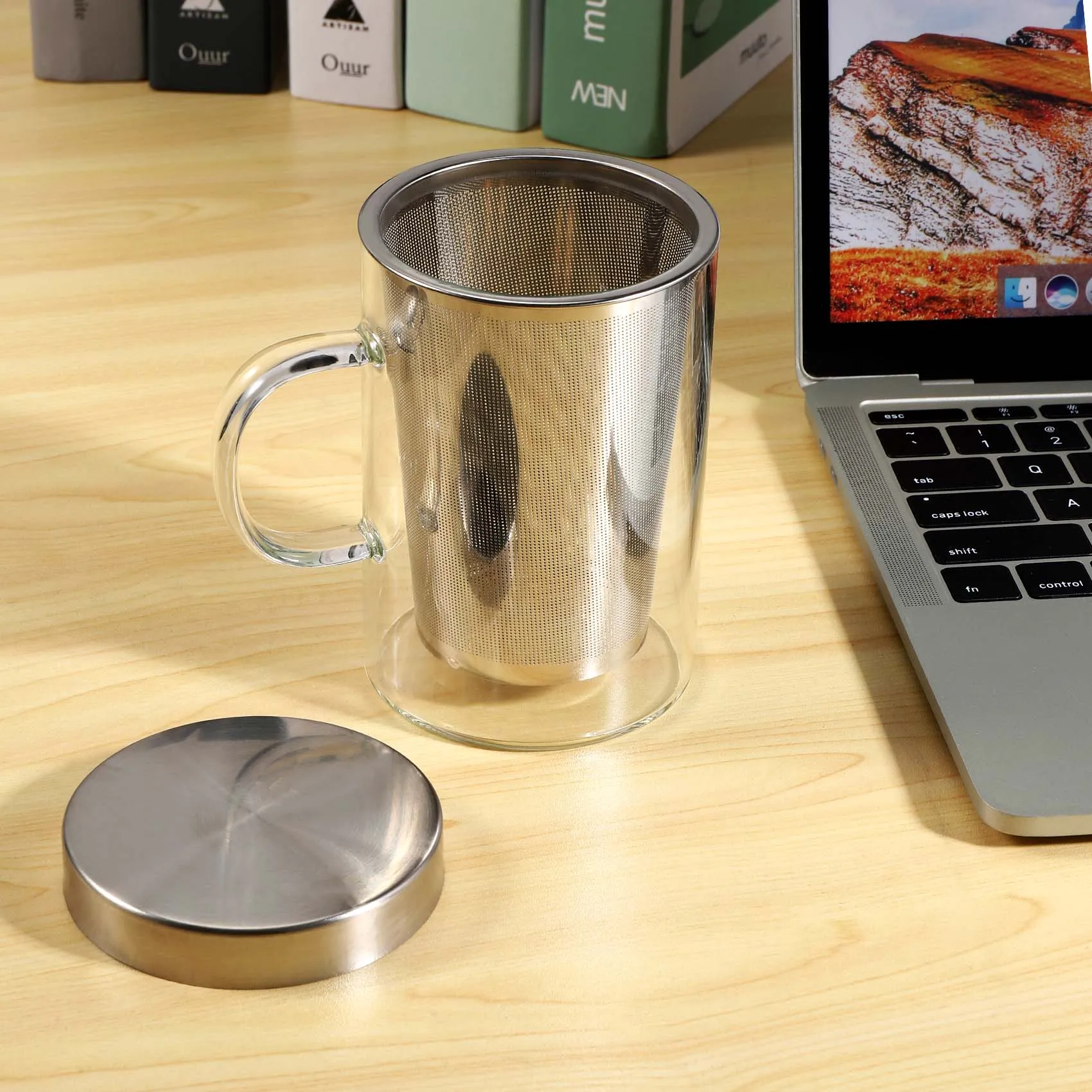 500Ml Travel Heat-Resistant Glass Tea Infuser Mug with Stainless Steel Lid Coffee Cup Tumbler Kitchen Heat-Resistant Large - Image 6