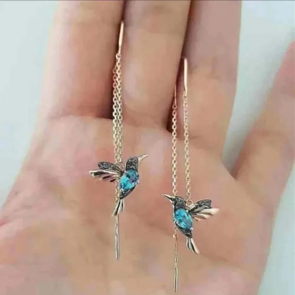 1 Pair New Fashion Little Bird Drop Long Hanging Earrings for Women Elegant Girl Tassel Earring Stylish Jewelry