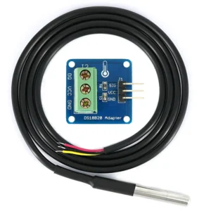 Waterproof DS18B20 Temperature Sensor (100cm) + DS18B20 Adapter Module Compatible for Arduino