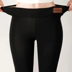 Stylish women's warm commuter high-waisted leggings Solid color simple all-in-one comfort with elastic pants leggings