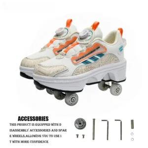 2025 New Dual-purpose Roller Skating Deformation Shoes Double Row Roller Skating Shoes Modified Version Four-wheel Running Shoes
