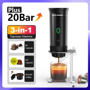 Wireless Electric Portable Espresso Coffee Machine for Car & Home Camping Coffee Maker 3-in-1 Capsule Powder Travel Coffee Maker