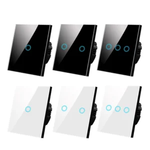 EU Touch Switch AC100-240V Led backlight Panel Tempered Crystal Glass wall Light sensory Switches 1/2/3 Gang Interruttore