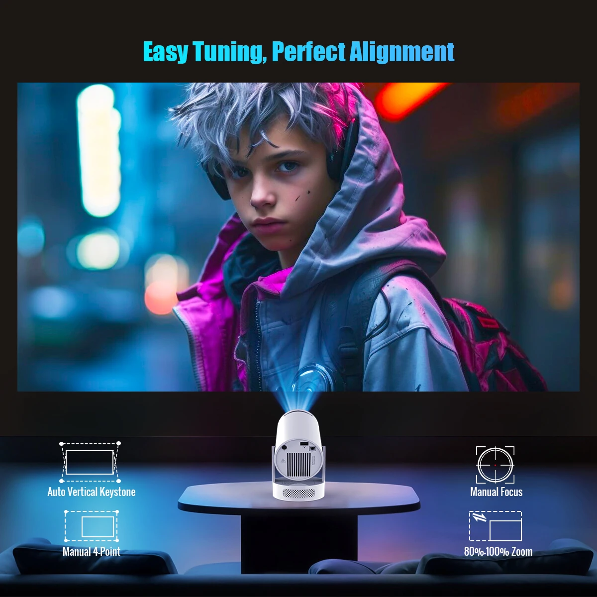 Magcubic HY300 Pro+ 4K Android 11 Portable Projector 8000 Lumens WiFi 6 BT5.4 Outdoor Theater 5W HiFi Speaker 720P HD Supported - Image 4