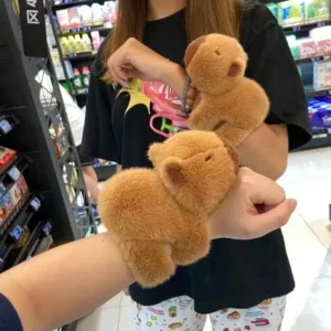 Capybara Plush Slap Bracelet - Wearable Stuffed Animal Toy, Cute Kawaii Wrist Accessory Gift for Kids Boys & Girls