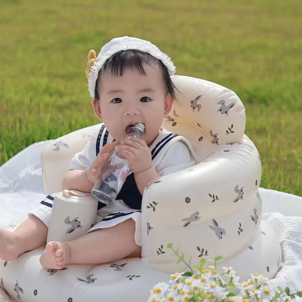 Infant Shining Baby Inflatable Sofa Children Puff Portable Bath Chairs PVC Multifunctional Seat Practice Sitting Bath Stool - Image 6