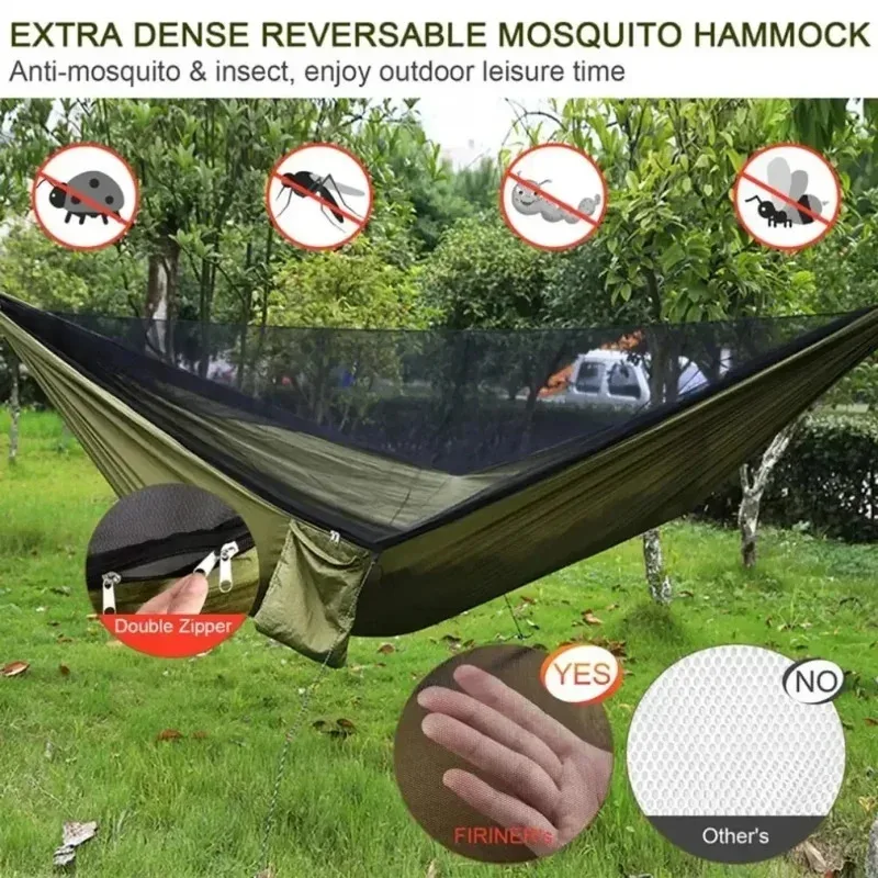 2 Person Outdoor Camping Hammock with Mosquito Net Portable Comfortable Sleeping Tent Hammock Outdoor Furniture Bed