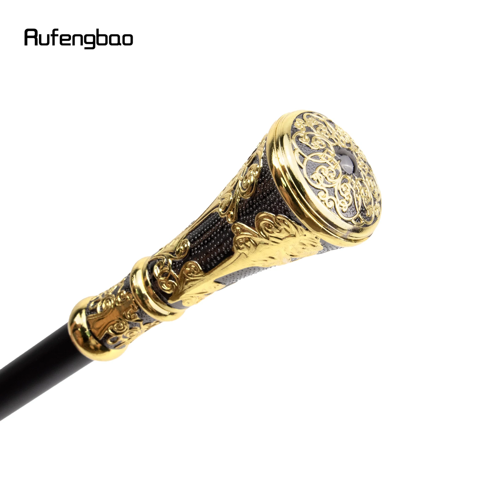 Golden Black Luxury Flower Round Handle Fashion Walking Stick for Party Decorative Walking Cane Elegant Knob Crosier Knob 93cm - Image 4