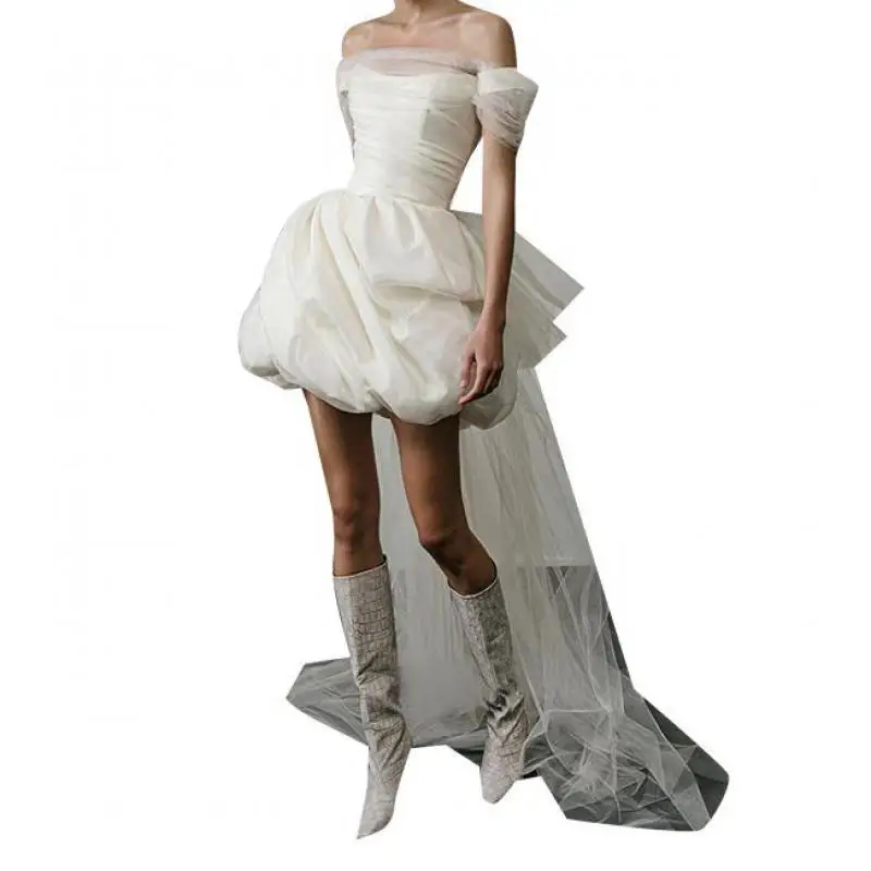 Newest Short Wedding Dresses Classic Elegant Boat Neck Simple Bridal Dress Backless Sexy Vestidos De Novia Customized - Image 5