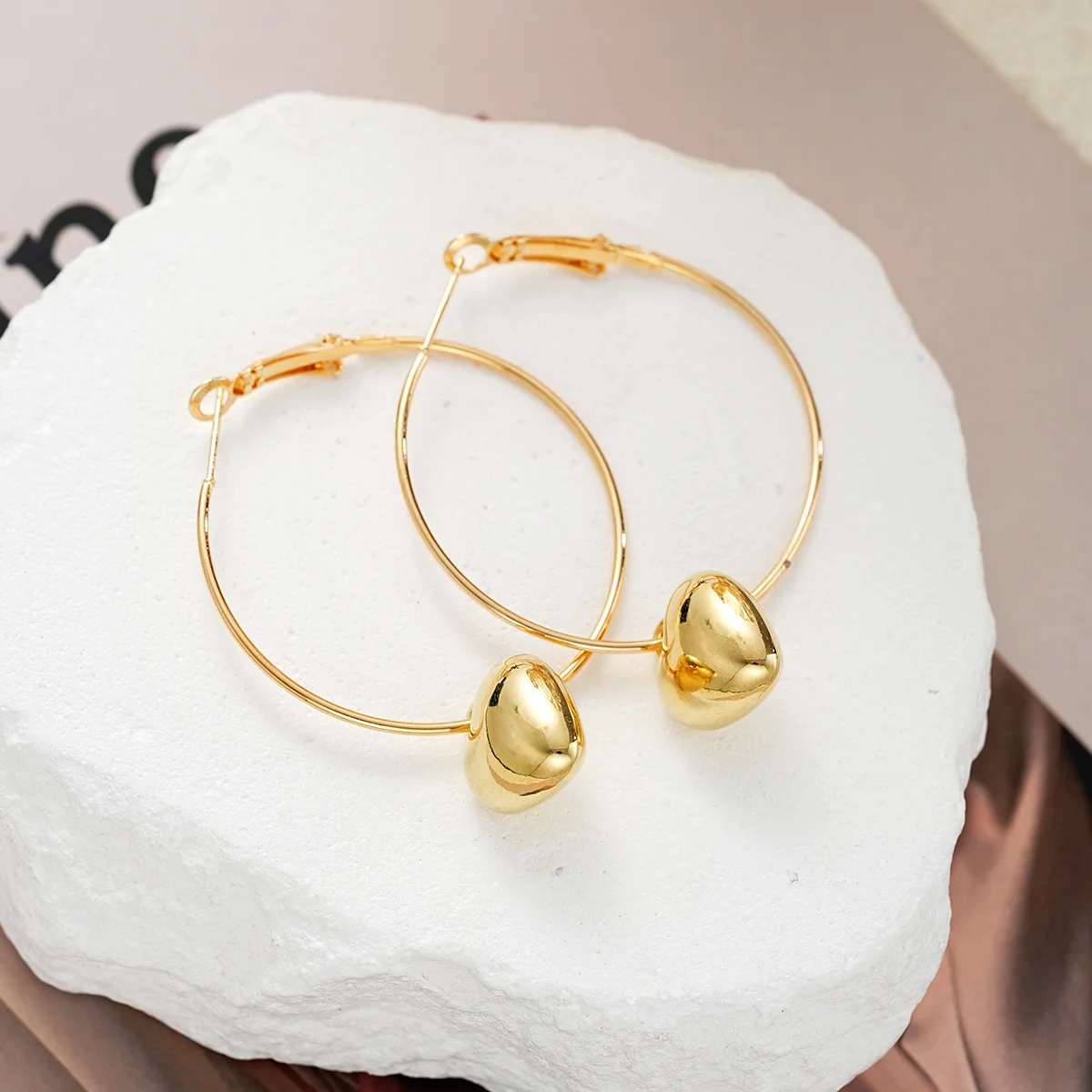 2024 New Heart Pendant Drop Earrings for Women Fashion Gold Color Design Exaggerate Big Circle Hoops Earring Korean Jewelry Gift - Image 4