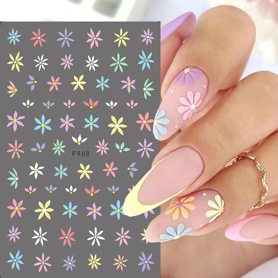 Spring Flowers 3D Nail Stickers Simple Summer Blossom Floral Tulip Fruit Nail Art Decals Adhesive Sliders Manicure Decorations - Image 2
