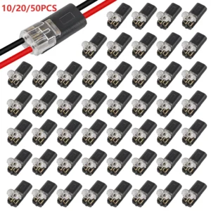 10/20/50 Pcs 2 Pin 2 Way Universal Compact No-Wire-Stripping Toolless Spring Wire Connectors Quick Splice Wire Connector