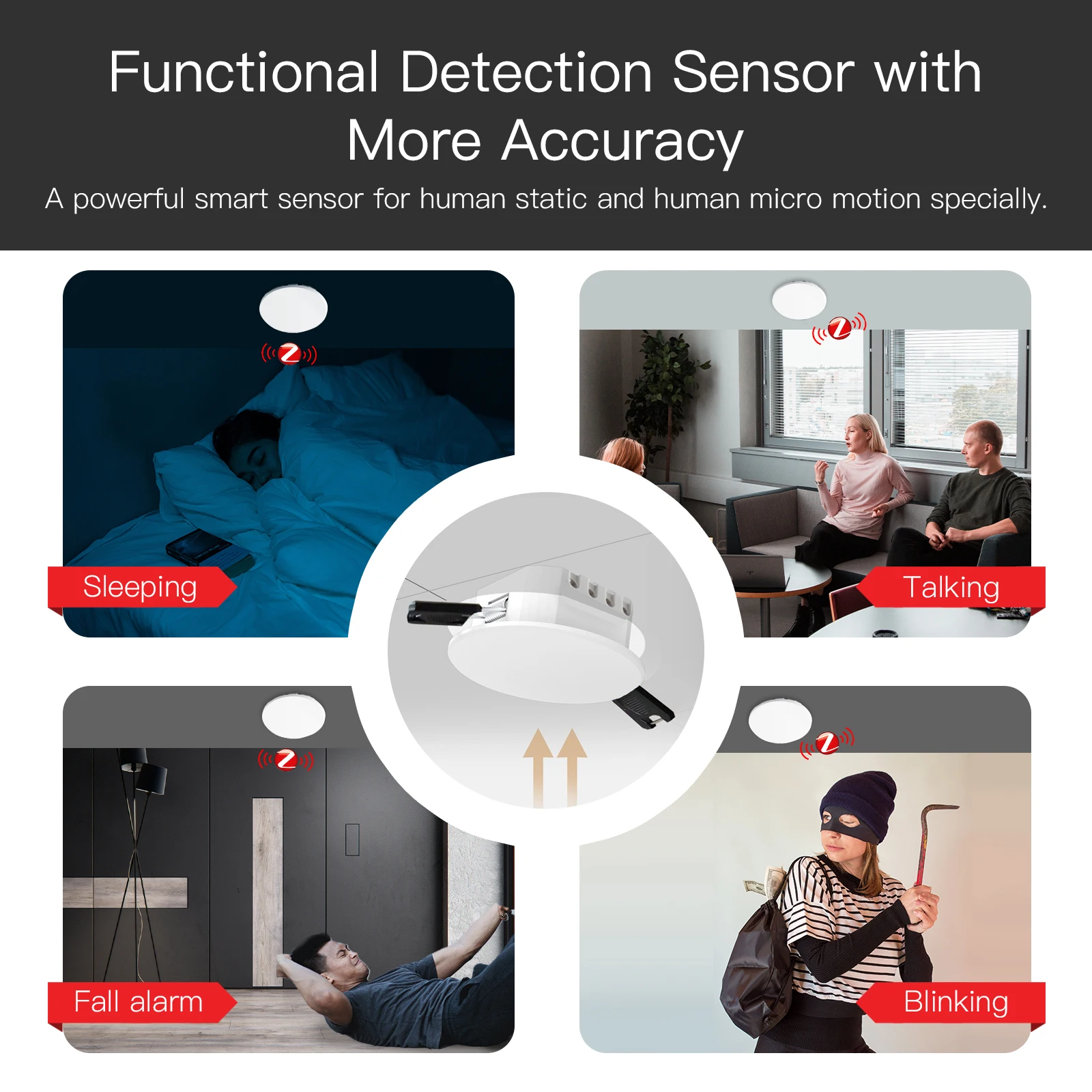 Tuya Smart ZigBee/WiFi Human Presence Detector Radar Detection Sensor Photometric 2 in 1 Function Smart Life Ceiling PIR Hub - Image 3