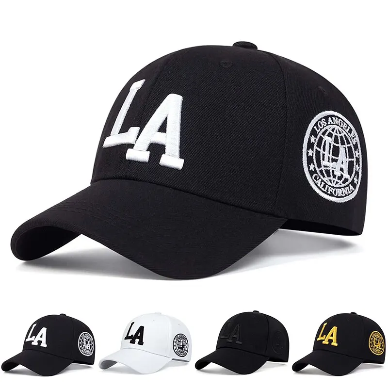Unisex LA Leter Embroidery Snapback Baseball Caps Spring and Autumn Outdoor Adjustable Casual Hats Sunscreen Hat