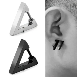 1 Pairs Punk Triangle Earrings - Unisex, Hypoallergenic Stainless Steel for Modern Style & Durability