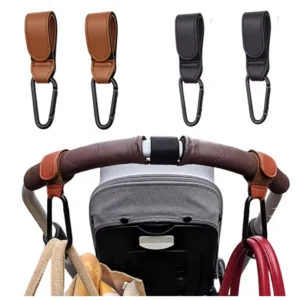 Baby Stroller Hook Fashion PU Leather Adjustable Pram Hook Cart Organizer Diaper Bag Hanger Children Boy Girl Travel Accessories
