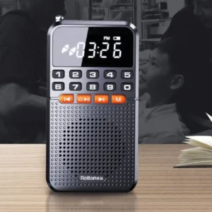 AM/FM Mini Bluetooth Speaker LED Flashlight Walkman Pocket Radio Receiver Black Portable Radio TF Card Music Player Go Hiking