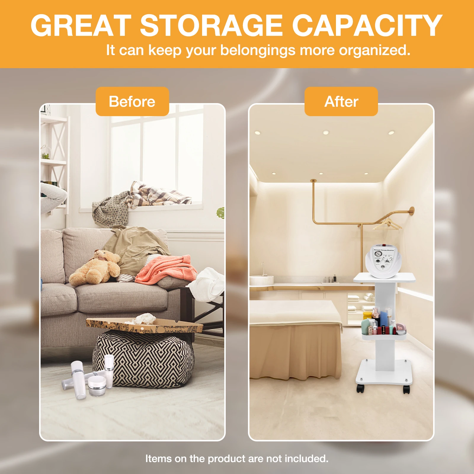 Beauty Equipment Cart SPA Machine Trolley Beauty Salon Rolling Trolley White Table Cart Small Bubble Medical Cart 360°Rotatable - Image 4