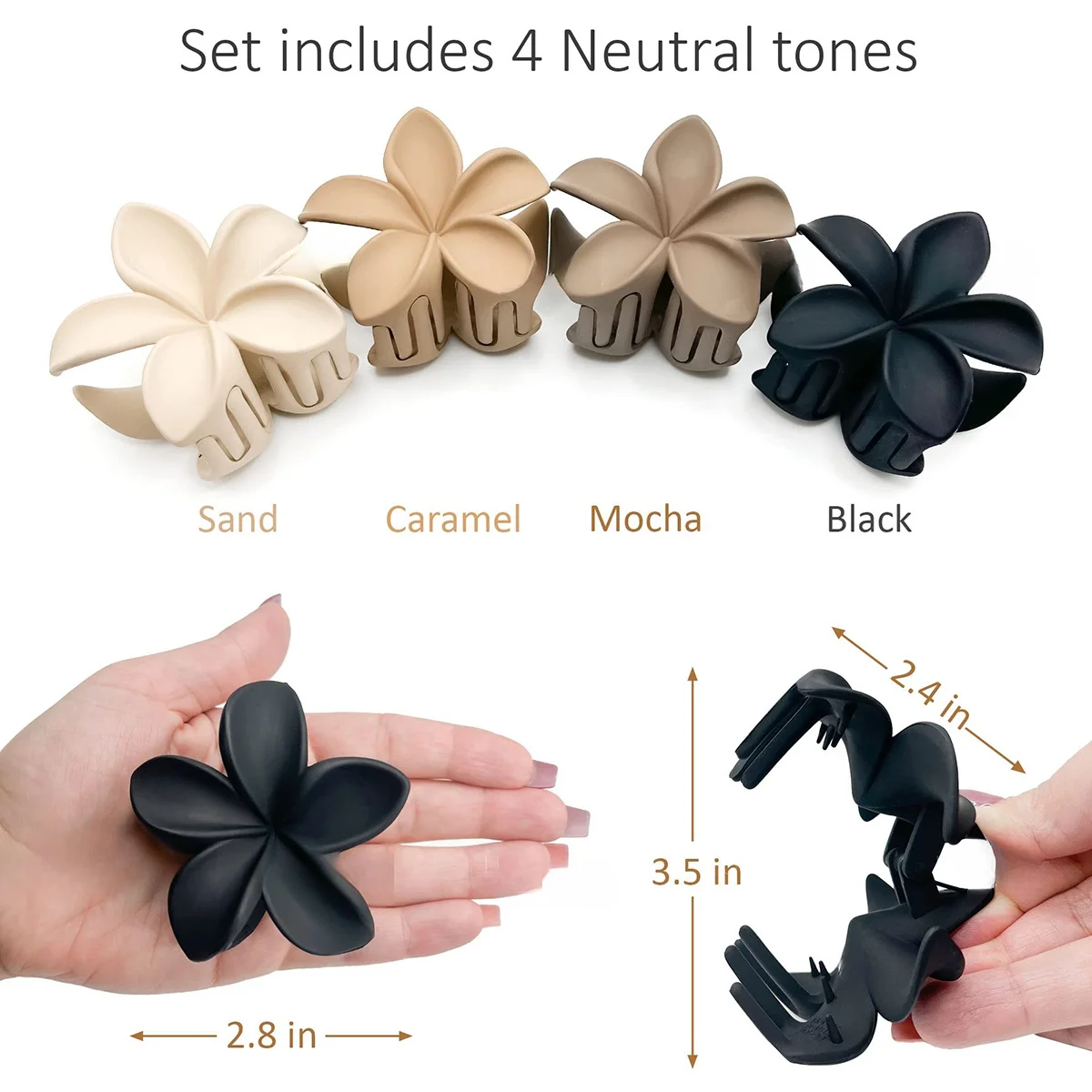 4Pcs New Fashion Flower Hair Claws for Women Large Hair Clips Crab Clamps Frosted Ponytail Shark Clip Headdress Hair Accessories - Image 6