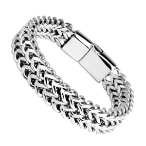 Explosive Hip Hop Stainless Steel Front and Back Men's Simple Bully Punk Bracelet
