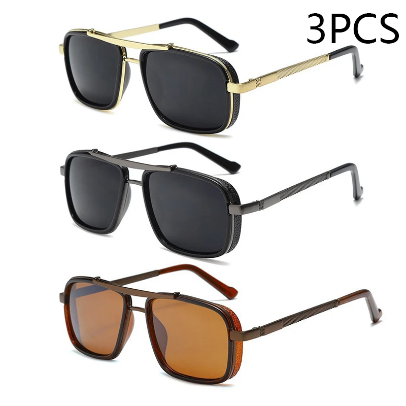 New Sunglasses Punk Sunglasses New Men's Square Uv400 Twin-beam Aviator Sunglasses - Image 7