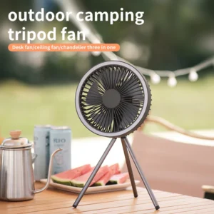 10000mAh Portable Camping Fan, Power Bank Function, With Tent Hook, Tripod, Chandeliers, Suitable for Outdoor Camping Tents