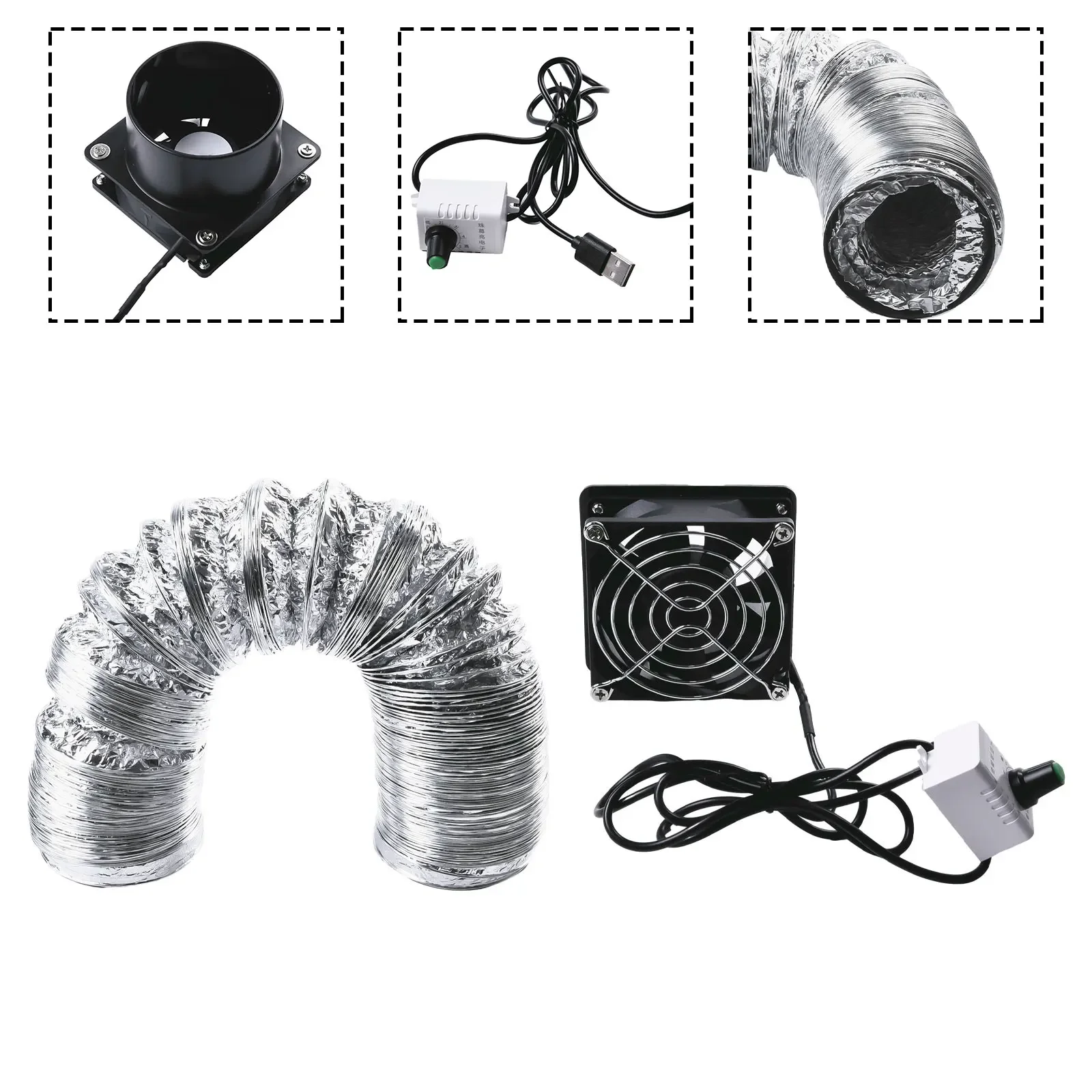 Smoke Absorber Fume Extractor Fan Pipe Duct Exhuast Fan USB Adjustable Speed Smoke Absorber Accessories Range Hood Accessories - Image 2