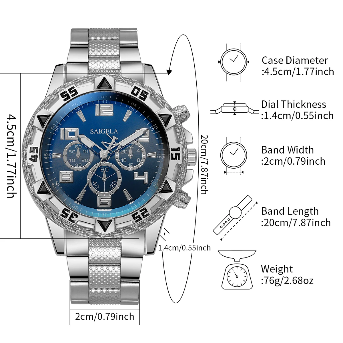 2pcs/set Fashion Steel Band Men's Quartz Watch Male Wristwatches Set (Without Box) - Image 6