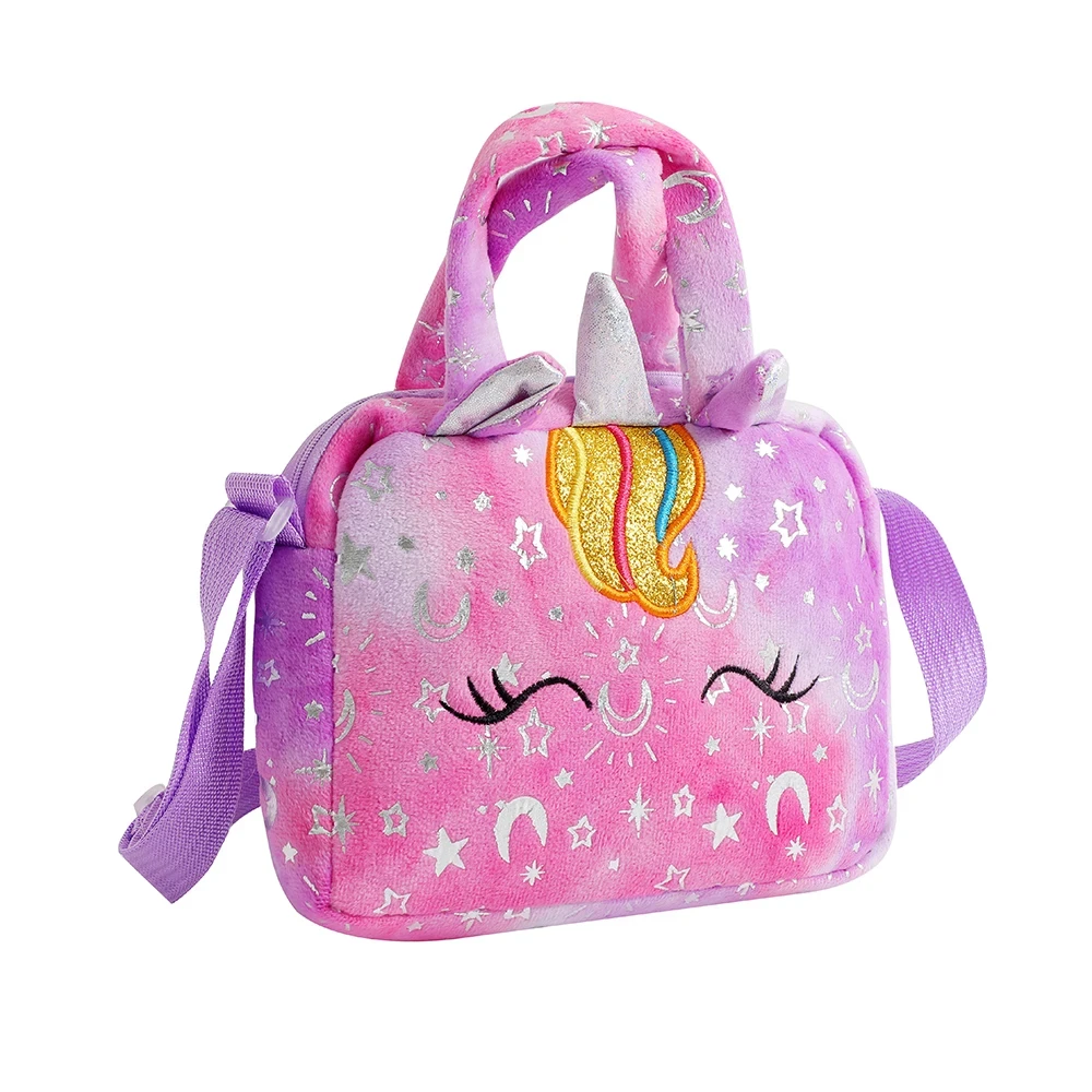Plush Unicorn Crossbody Bag for Girls Kids Shoulder Purse Cute Student Gift Pencil Case Coin Wallet Travel Accessory - Image 8