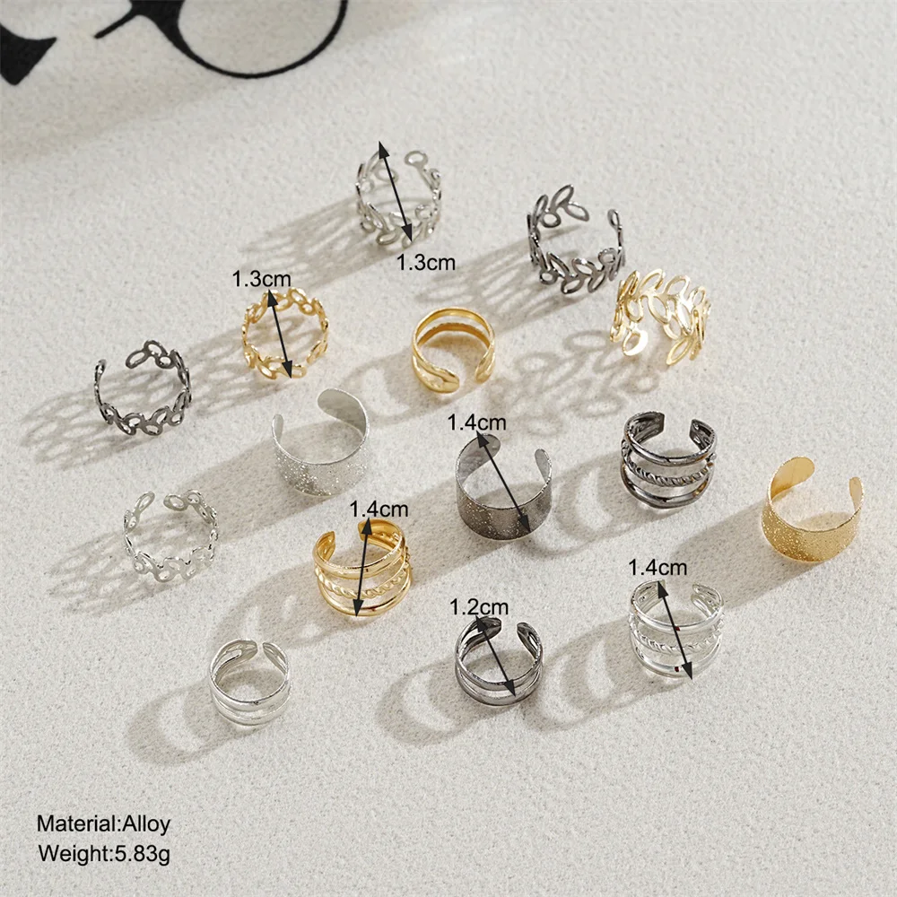 5-15pcs Simple Vintage Metal Clip Earrings Set for Women Teens Casual Hollow Leaf Fake Piercing Earring Jewelry Accessories Gift - Image 6