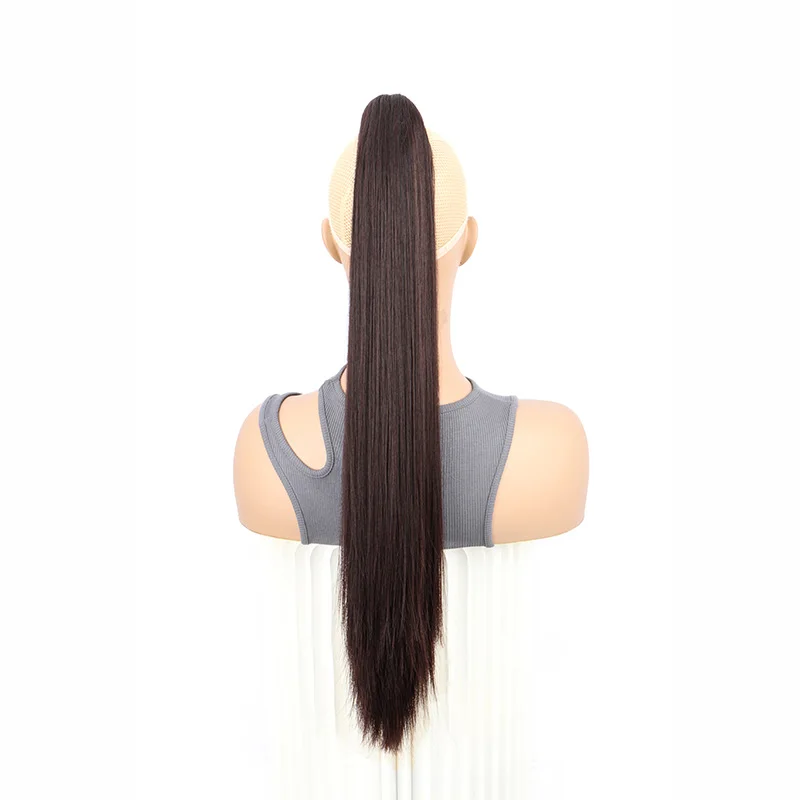 24Inch Synthetic Long Straight Claw Clip On Ponytail Hair Extensions Heat Resistant Ponytail Blonde Black Hairpiece for Women - Image 15
